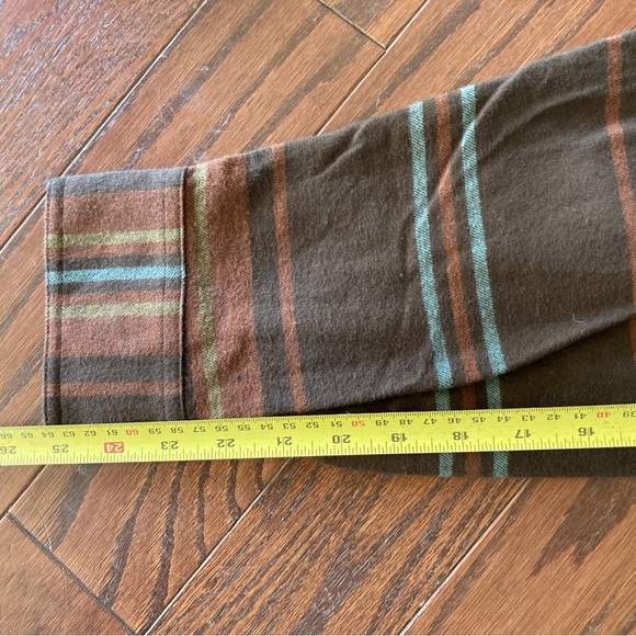 Red Head S brown horizontal stripe New flannel shirt - Picture 8 of 9